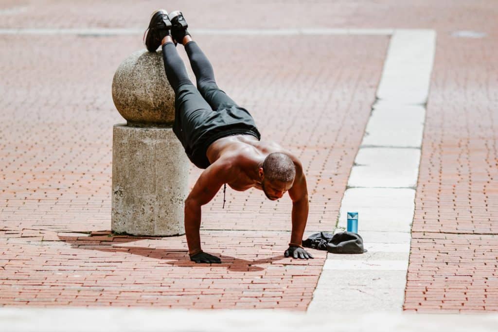 A variation of traditional pushups called decline pushups