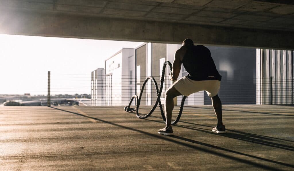 Athlete sweating during exercise