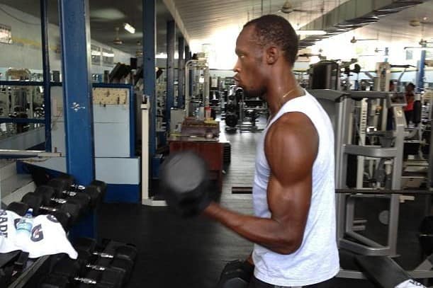 Usain Bolt lifting weights